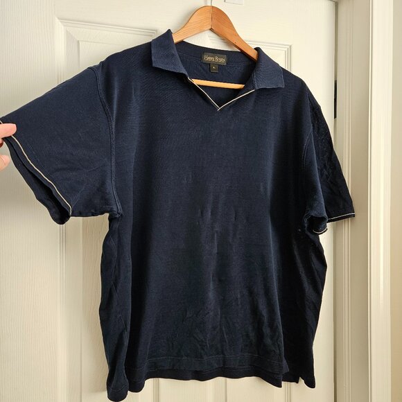 Harry Rosen Men's XL Navy Blue Polo Shirt 100% Cotton Business Casual Wear - Picture 1 of 12